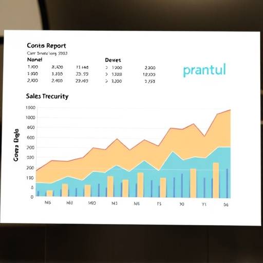 Example of a Cognos Analytics report showing sales trends over time.